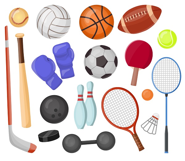 Different sports equipment